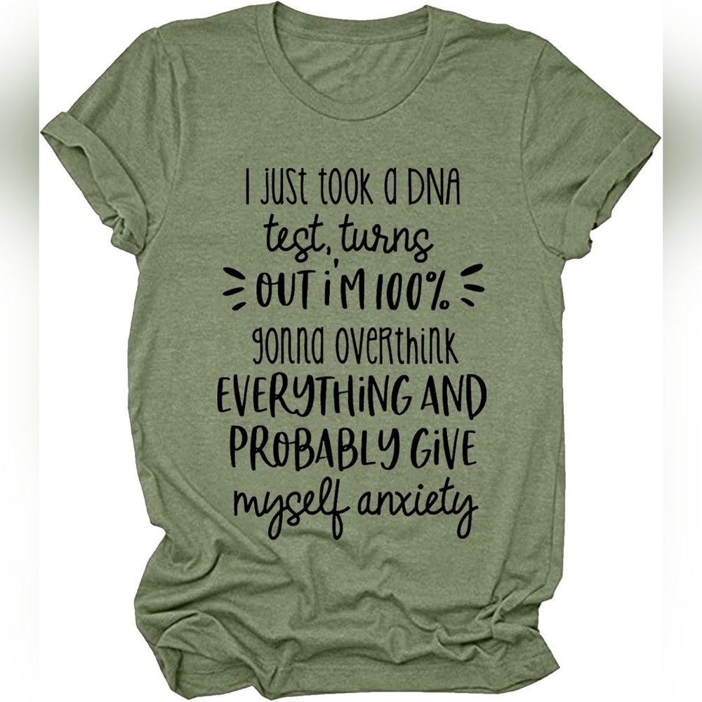 Green Graphic Anxiety Tee Sz m Nwt